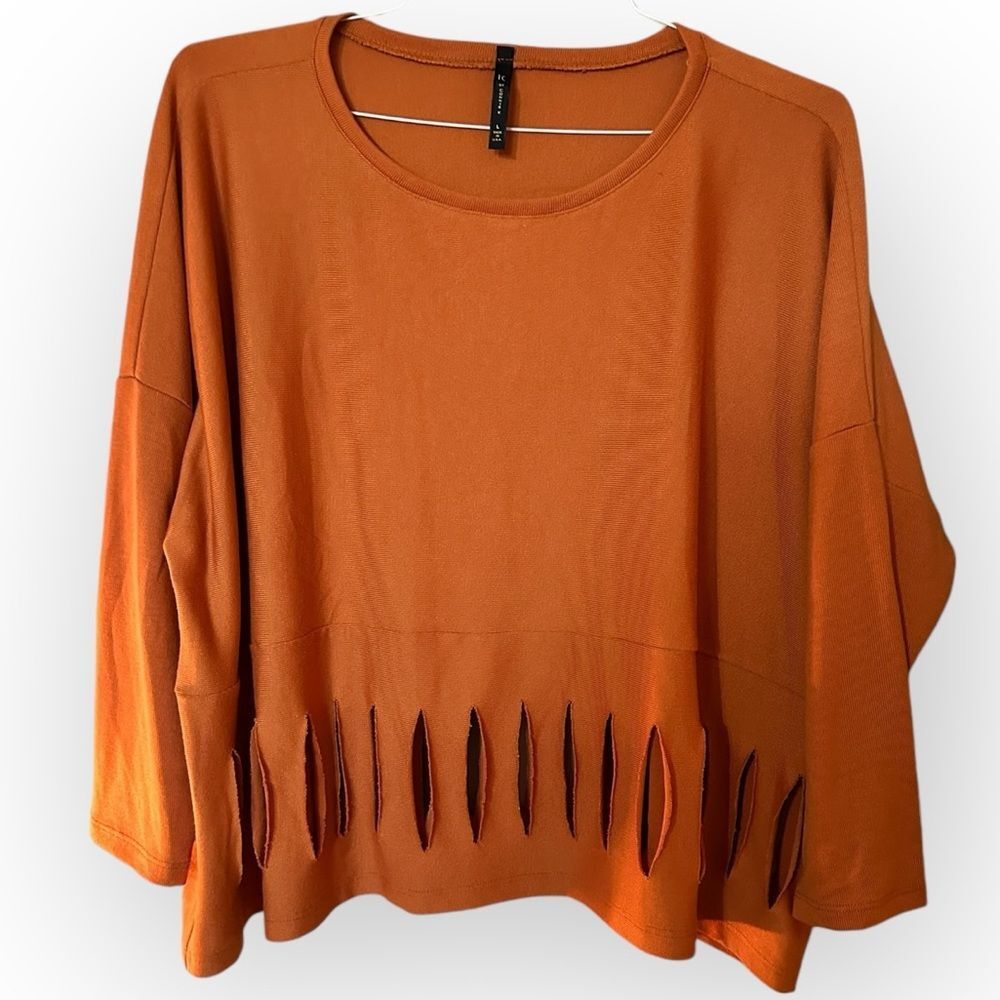 Rust Boxy Cut Out 3/4 Sleeve Top